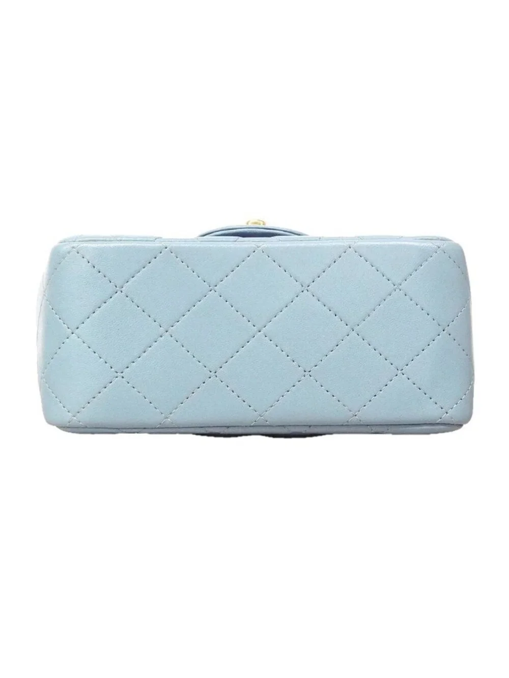 Chanel Shoulder Bag Mini Quilted Lambskin Light Blue Champagne Gold